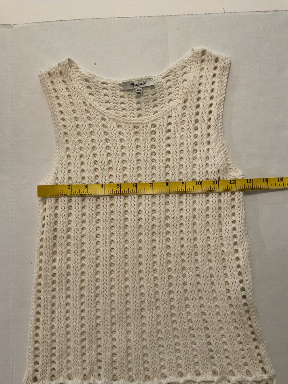 Madewell White Crochet Knit Tank Top Round Neck - Picture 4 of 7